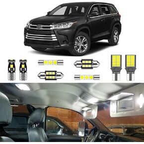 14PCS Super Bright White LED Interior Light Kit Package for Toyota Highlander 2014 2015 2016 2017 2018 2019 2020 + License Plate Lights and Install Tool