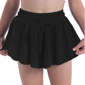 Flowy Butterfly Shorts for Girls 2-in-1 Athletic Running Skirt Shorts Cheer Tennis Dance Preppy with Spandex Liner