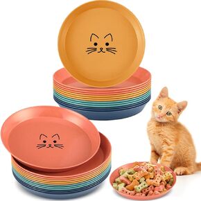 20 Pieces Whisker Fatigue Relief Cat Bowl 6 Inch Shallow Cat Food Dish Ferret Wet Feeding Bowls Wide Cat Food Plates Small PET Round Plates for Stray Cat Kittens Short Legged Cat