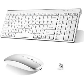 Rechargeable Wireless Keyboard Mouse, UrbanX Slim Thin Low Profile Keyboard and Mouse Combo with Numeric Keypad Silent Keys for Lenovo N23 11.6-in Laptop - Black