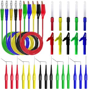 31PCS Back Probe Kit, Banana Plug to Copper Alligator Clips Test Leads Kit with Alligator Clips, Wire Piercing Probes Set, 4mm Banana Plug Adapter for for Car Repairing Automotive Diagnostic (30)