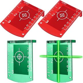 4 Pieces Laser Targets Magnetic Floor Laser Targets Plate Laser Card with Stand for Green Laser Level Red Laser Level to Enhancing The Visibility