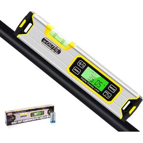 12-Inch Digital Torpedo Level and Protractor Aluminum Inclinometer Angle Finder with Backlight LED Display & V-Groove Magnetic Base, IP54 Dust/Water Resistant Smart Level