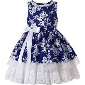 Pettgirl Kids Girls Elegant Navy Lace Ruffle Holiday Clothing Child Fashion Floral Fancy Pageant Boutique Dresses