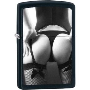 Zippo Lighter, Midnight Girl Collection - View from Behind #1, Black Matte 75048