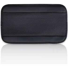 Ajxn 1 PC Center Console Armrest Pad, Four Seasons Universal Armrest Box Mat, Fiber Leather Embossing Waterproof Armrest Cover, Suitable for Most Vehicles, SUVs, Trucks Auto Interiors (Black)