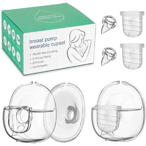 Wearable Breast Pump Parts One Full Set Milk Collector Cup S32 Compatible with NCVI NICEGREEN Nuliie Zooawa Breast Pump Replacement Accessories, Flange 24mm, Extra Duckbill Valve&Diaphragm