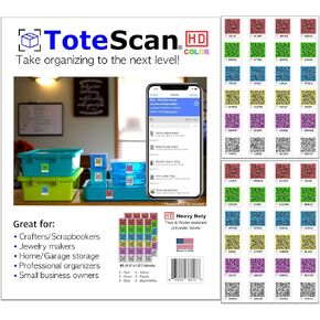 HD Color (Heavy Duty) Intelligent Smart QR Labels for Organization/Moving/Storage (48 Unique Labels, 1.5"x1.5"). Easily Pack and Track Your Items