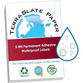 | 5 Mil Permanent Adhesive Waterproof Labels | 8.5" x 11" Printable Sticker Paper | Laser Printer, Copy Machine, & Digital Press Compatible Adhesive Printer Paper, (25 Sheets)