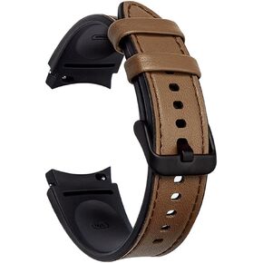 PINHEN Galaxy Watch 6/5/4 Band 40mm 44mm-6 Classic 43mm 47mm Strap Compatible with Samsung Galaxy Watch 4 Classic Bands 46mm 42mm Hybrid of Leather and Silicone Watch Band for Women Men Smart Watch Wristband