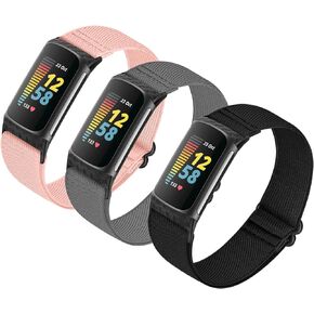 3 Pack Adjustable Elastic Watch Band Compatible with Charge 5 Bands for Women Men, Stretchy Sport Loop Band Soft Nylon Wristband Accessories for Charge 5 Fitness & Health Tracker