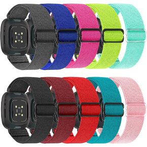 Nylon Watch Bands Compatible with Fitbit Sense & Versa 3, Soft Pattern Replacement Band for Women Men Compatible with Fitbit Sense/Versa 3 Smart Watch(10 PACK)