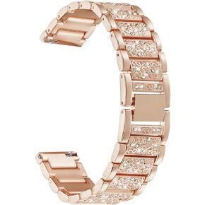 Abanen Watch Band for Fossil Women's Gen 5E 42mm / Women's Gen 6, 18mm Lightweight Alloy Metal Bling Crystal Quick Release Wristband Strap for Fossil Q Venture Gen 4/3,Women's Sport