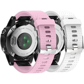 NotoCity Compatible Fenix 5S Watch Band Fenix 6S Quickfit Soft Silicone Replacement Strap for Fenix 5S Plus/Fenix 6S Pro/Fenix 7S/D2 Delta S Smartwatch(Silver Buckle-White)