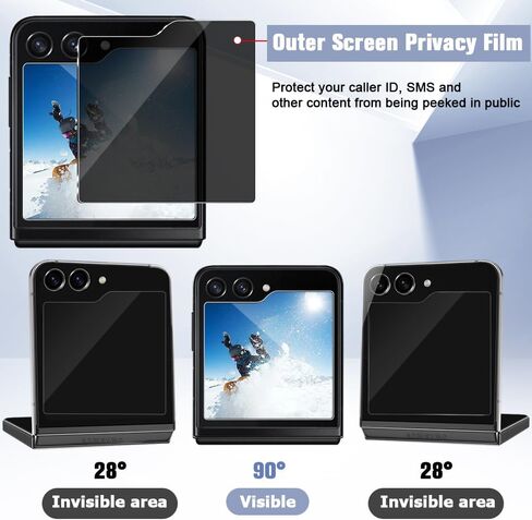 ممتاز [6 عبوات لواقي شاشة Samsung Galaxy Z Flip 5] عبوتان من غشاء TPU المرن للشاشة الداخلية + عبوتان من غشاء الزجاج المقوى للشاشة الخلفية + عبوتان من غشاء عدسة الكاميرا، سهل التركيب، بدون فقاعات in Kuwait