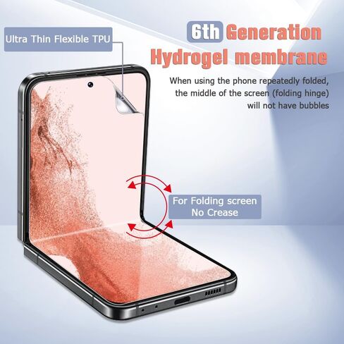 ممتاز [6 عبوات لواقي شاشة Samsung Galaxy Z Flip 5] عبوتان من غشاء TPU المرن للشاشة الداخلية + عبوتان من غشاء الزجاج المقوى للشاشة الخلفية + عبوتان من غشاء عدسة الكاميرا، سهل التركيب، بدون فقاعات in Kuwait