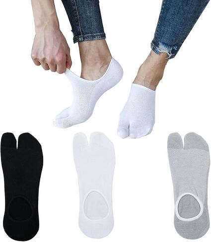 3 Pairs Men Boy Cotton No Show Liner Low Cut Boat V Socks Sandal Split Two Toe Tabi Flip Flops Socks in Saudi Arabia