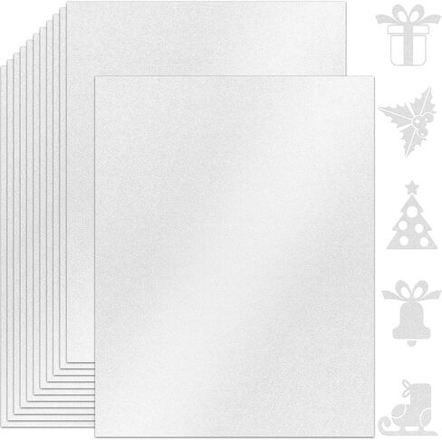 25 Sheets White Shimmer Cardstock Paper 8.5'' x 11'', 250gsm/92lb Double Sided Pearlescent Paper for Scrapbook, Invitations, Printing and DIY Cards in Saudi Arabia