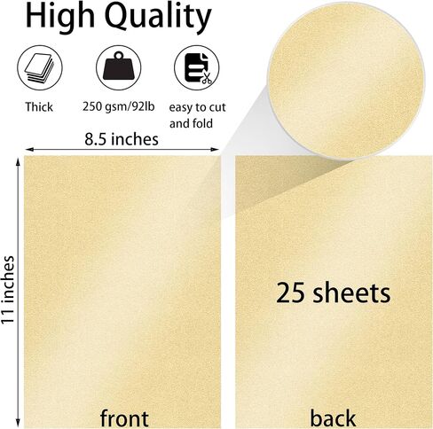 25 Sheets White Shimmer Cardstock Paper 8.5'' x 11'', 250gsm/92lb Double Sided Pearlescent Paper for Scrapbook, Invitations, Printing and DIY Cards in Saudi Arabia