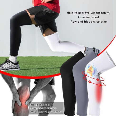 Leg Sleeves Compression Long Knee Sleeve UV Protect for Men Women Sport Basketball Football in Kuwait
