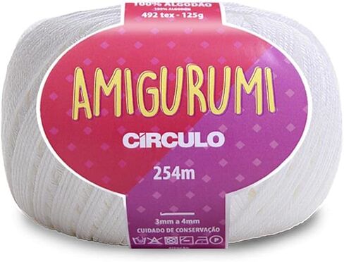 غزل Circulo Amigurumi، 100% من القطن البرازيلي المرسيريزد - غزل القطن للكروشيه والحياكة، غزل ناعم، فن الغزل الأبيض - غزل الوزن الرياضي، 4.4 أونصة، 278 ياردة - اللون 8001 - أبيض in Saudi Arabia