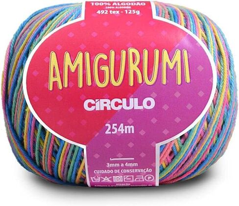 غزل Circulo Amigurumi، 100% من القطن البرازيلي المرسيريزد - غزل القطن للكروشيه والحياكة، غزل ناعم، فن الغزل الأبيض - غزل الوزن الرياضي، 4.4 أونصة، 278 ياردة - اللون 8001 - أبيض in Saudi Arabia
