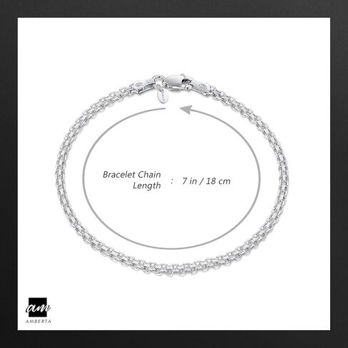 سوار أمبرتا 925 من الفضة الإسترليني 2.2 ملم بسلسلة بسمارك مقاس 7 بوصة 7.5 بوصة 8 بوصة in Kuwait