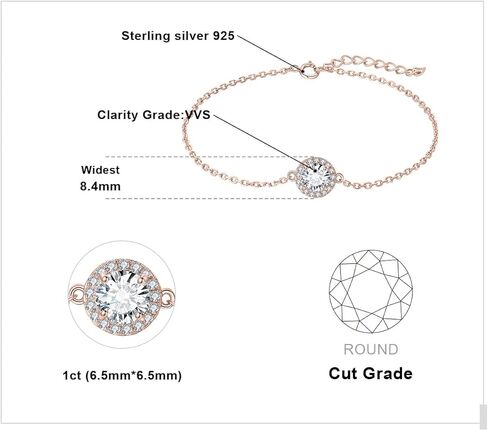 JewelryPalace 1.2 قيراط مكعب زركونيا قابل للتعديل هالة رابط سوار للنساء، جولة 14K الأبيض الأصفر ارتفع الذهب مطلي 925 سوار الفضة الاسترليني لها، سوار الذكرى السنوية المجوهرات هدية in Kuwait