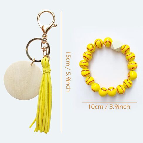 البيسبول البيسبول سحر سلاسل المفاتيح الخشبية حلقة رئيسية سوار السوار النساء الفتيات الرياضة رياضي لعبة اليوم in Kuwait