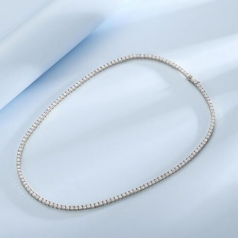 Tennis Necklaces for Women|3MM Simulate Diamond Tennis Chain|4-Prong-Setting CZ|18k White/Yellow Gold Plated|Size 16-22 Inches in Saudi Arabia