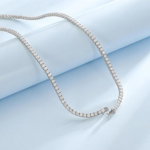 Tennis Necklaces for Women|3MM Simulate Diamond Tennis Chain|4-Prong-Setting CZ|18k White/Yellow Gold Plated|Size 16-22 Inches in Saudi Arabia