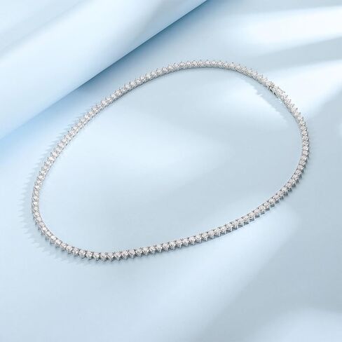 قلادات التنس للنساء|سلسلة تنس ألماس محاكاة 4 مم|3-Prong-Setting CZ|18 قيراط مطلي بالذهب الأبيض/الأصفر|الحجم 16-22 بوصة in Kuwait
