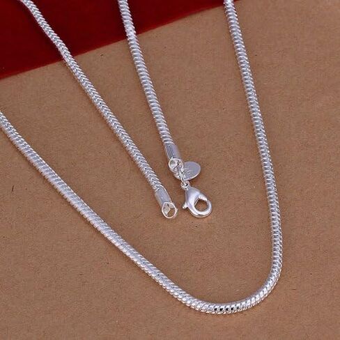 Fashion Jewelry 925 Sterling Silver 3mm Snake Chain Necklace for Men Women (20 Inches) in Saudi Arabia