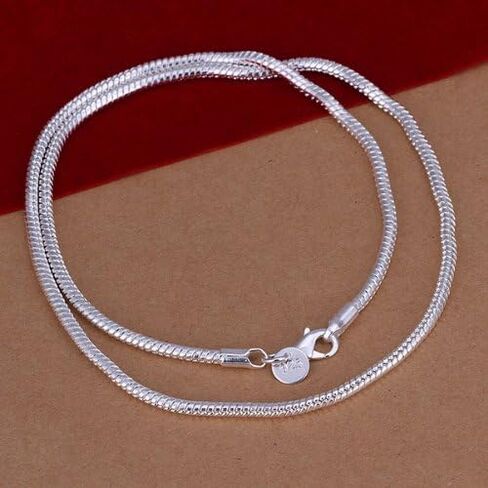 Fashion Jewelry 925 Sterling Silver 3mm Snake Chain Necklace for Men Women (20 Inches) in Saudi Arabia