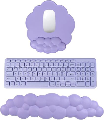 Cloud Shape Wrist Rest and Mouse Pad 2PCS Non-Slip Soft Cute Mouse Pad Wrist Support for Keyboard Ergonomic Leather Mousepad Wrist Rest Keyboard for Laptop Mac, Easy Typing and Pain Relief, Blue in Saudi Arabia
