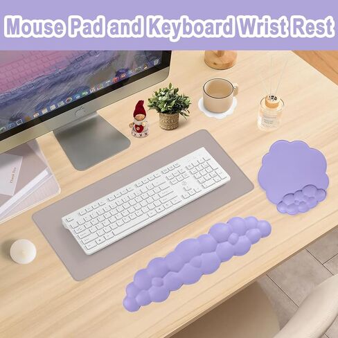 Cloud Shape Wrist Rest and Mouse Pad 2PCS Non-Slip Soft Cute Mouse Pad Wrist Support for Keyboard Ergonomic Leather Mousepad Wrist Rest Keyboard for Laptop Mac, Easy Typing and Pain Relief, Blue in Saudi Arabia