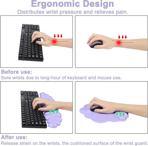 Cloud Shape Wrist Rest and Mouse Pad 2PCS Non-Slip Soft Cute Mouse Pad Wrist Support for Keyboard Ergonomic Leather Mousepad Wrist Rest Keyboard for Laptop Mac, Easy Typing and Pain Relief, Blue in Saudi Arabia
