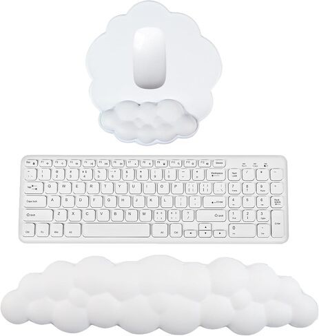 Cloud Shape Wrist Rest and Mouse Pad 2PCS Non-Slip Soft Cute Mouse Pad Wrist Support for Keyboard Ergonomic Leather Mousepad Wrist Rest Keyboard for Laptop Mac, Easy Typing and Pain Relief, Blue in Saudi Arabia