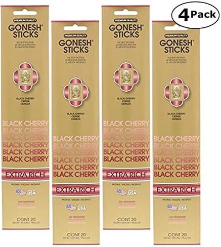 Gonesh Incense Sticks, Extra Rich, Black Cherry, Set of 4, 20 Sticks each - Total 80 Sticks in Saudi Arabia