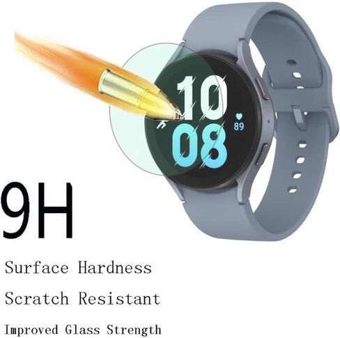Screen Protector (3+2Pack) Compatible for Samsung Galaxy Watch 5 (44mm) / Galaxy Watch 4 (44mm), Tempered Glass Film Anti-Scratch High Definition Full Coverage and 2 Soft TPU Protective Case in Kuwait