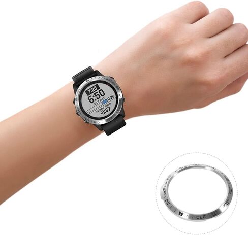 متوافق مع ساعة Garmin Fenix ​​6X بإطار ساعة من الفولاذ المقاوم للصدأ وإطار واقٍ مضاد للخدش وغطاء ممتص للصدمات باللون الأسود in Kuwait