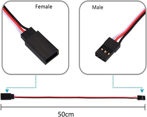 10pcs 30cm 3-Pin JR Servo Extension Cords Cable Male to Female Plug with 11.8inch Wire for RC Futaba JR Servo Connection Parts in Saudi Arabia