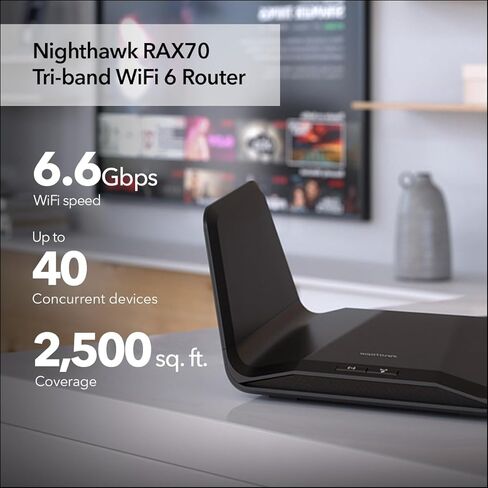NETGEAR Nighthawk 6-Stream Dual-Band WiFi 6 Router (RAX54S) – AX5400 Wireless Speed (Up to 5.4 Gbps) - Coverage up to 2,500 sq. ft., 25 Devices - 1-Year Armor Subscription Included in Saudi Arabia