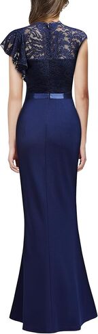 فستان MISSMAY نسائي طويل أنيق من الدانتيل بتصميم مكشكش لوصيفة العروس in Kuwait