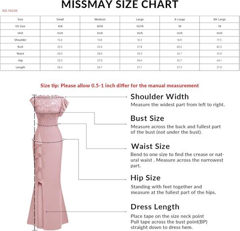 فستان MISSMAY نسائي طويل أنيق من الدانتيل بتصميم مكشكش لوصيفة العروس in Kuwait