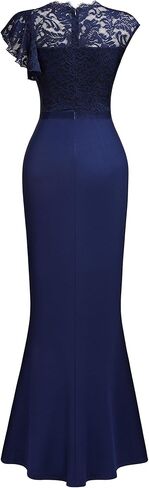 فستان MISSMAY نسائي طويل أنيق من الدانتيل بتصميم مكشكش لوصيفة العروس in Kuwait