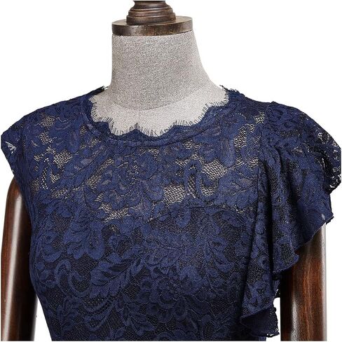 فستان MISSMAY نسائي طويل أنيق من الدانتيل بتصميم مكشكش لوصيفة العروس in Kuwait