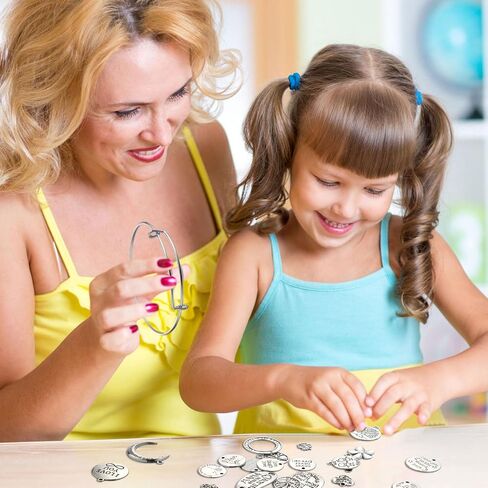 294 Pcs Family Mom Words Bracelet Making Kit, 30 Pcs Expandable Bangle Adjustable Wire Bracelets 64 Pcs Love Heart Moon Shaped Mother's Day Charm Pendant 200 Pcs Jump Ring for DIY Craft Jewelry Making in Saudi Arabia