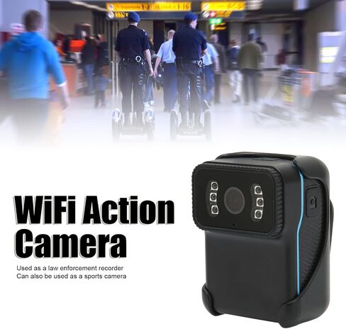 Sanpyl Action Camera Camcorder, 1080P HD 25fps WiFi Portable Video Camera Camcorder with Night Vision Lens, HD Police Portable Body Camera for Security Checks Learning Records Outdoors in Saudi Arabia