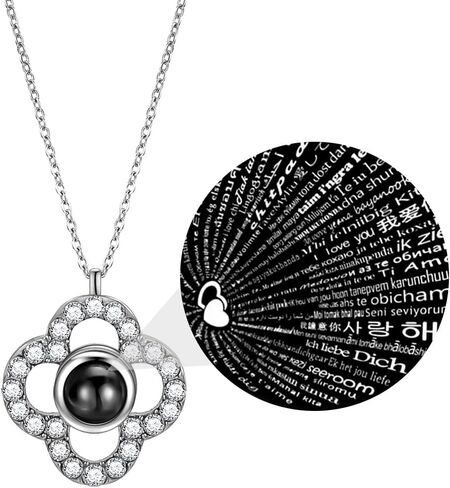 قلادة على شكل قلب وردي لعيد الأم، قلادة على شكل قلب الحب إلى الأبد، قلادة على شكل حرف أمي، قلادة من الفضة الكريستالية المتلألئة، أنا أحبك بـ 100 لغة، قلادة أمي على شكل حرف حب رومانسي in Kuwait